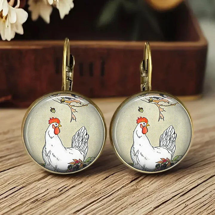 Speelse Dieren Glas Dome Oorbellen