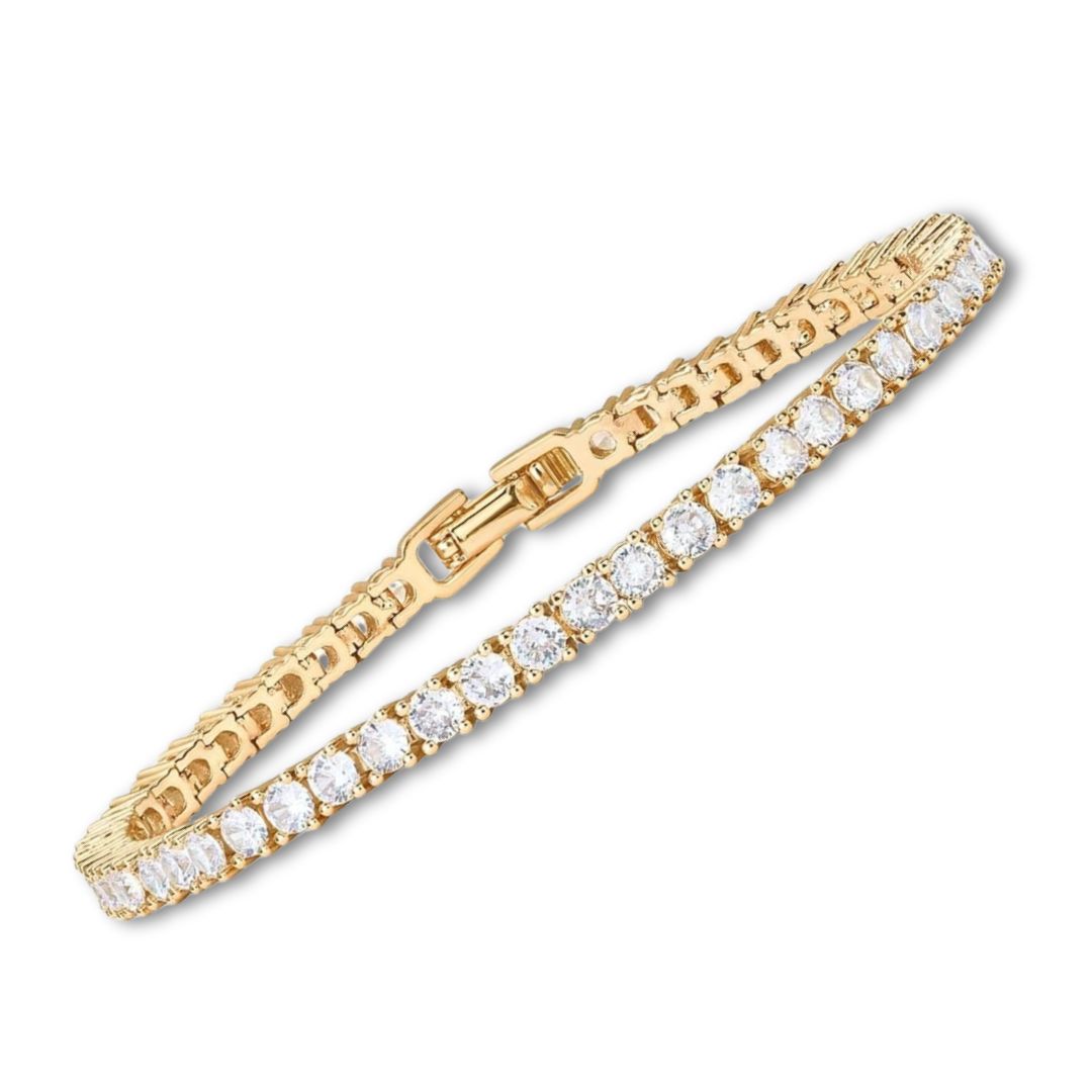Elegante witgouden tennisarmband met verfijnde glans