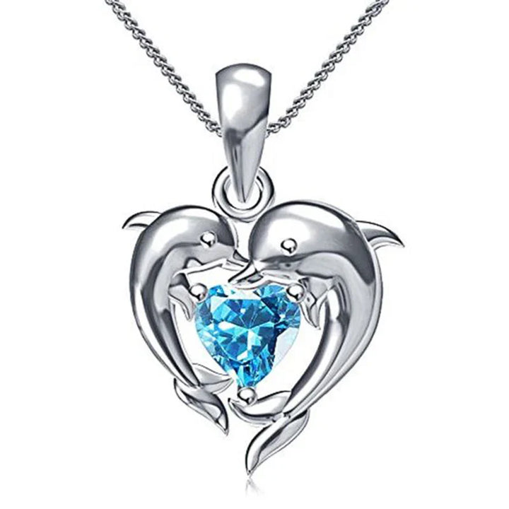 Dolfijn Liefde Blauwe Hart Ketting