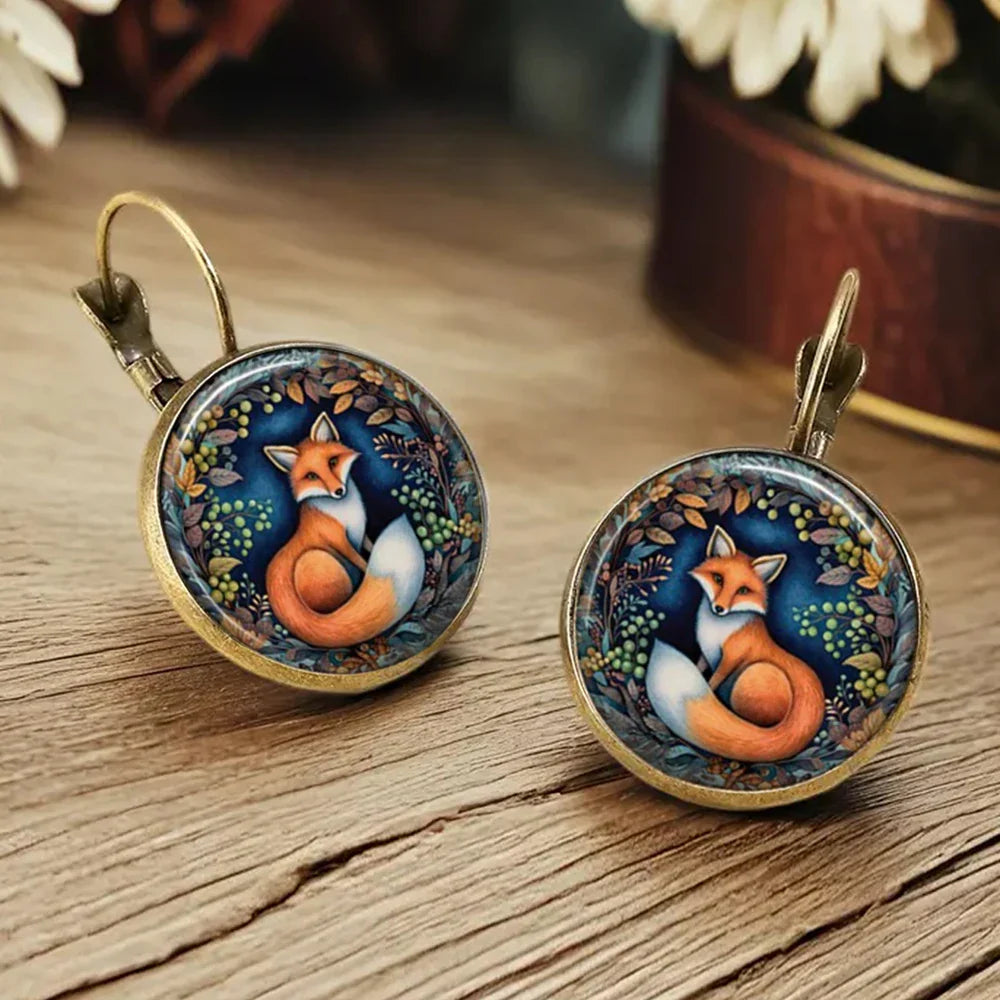 Speelse Dieren Glas Dome Oorbellen