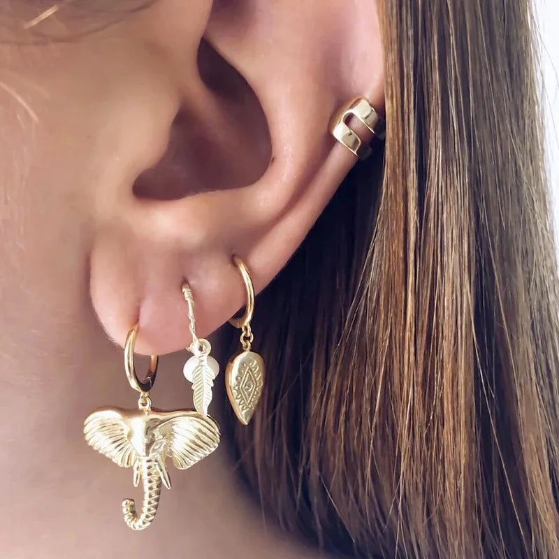 Olifant Charm Hoepel Oorbellen
