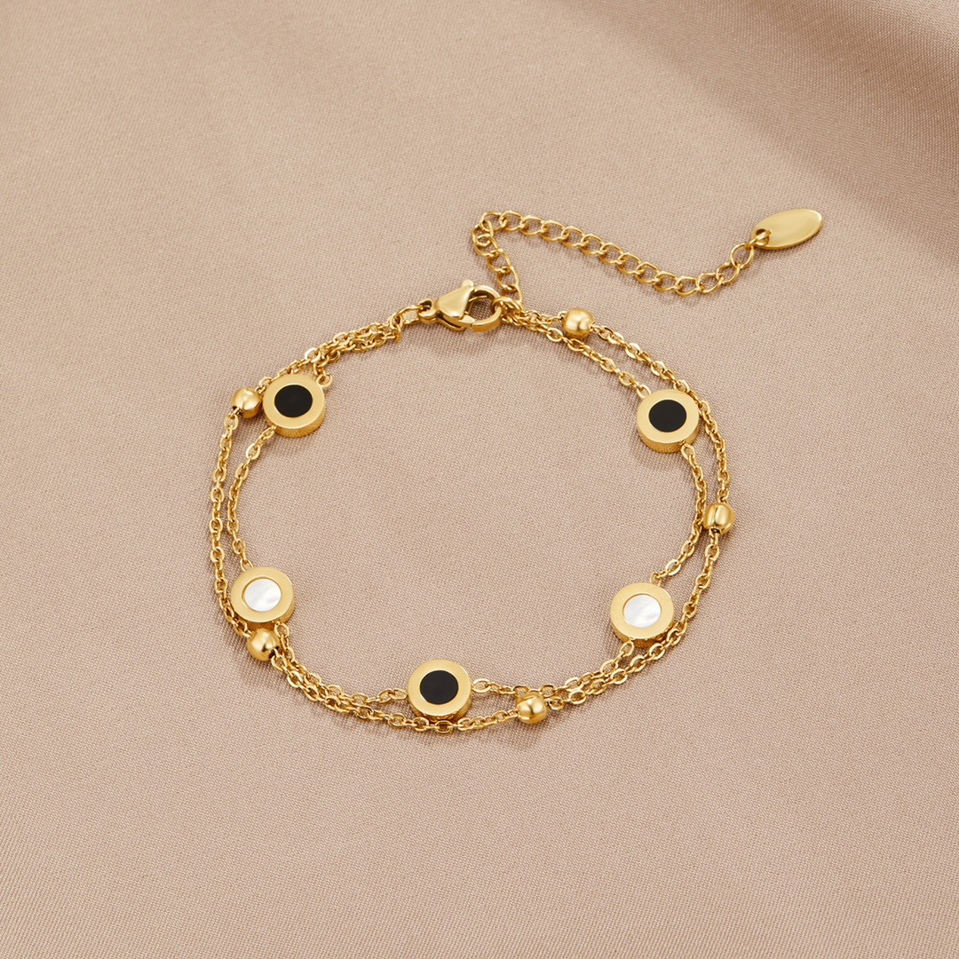 Elegante onyx en witte steen armband