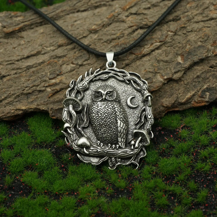 Mystieke Uil Maan Paddenstoel Hanger Ketting