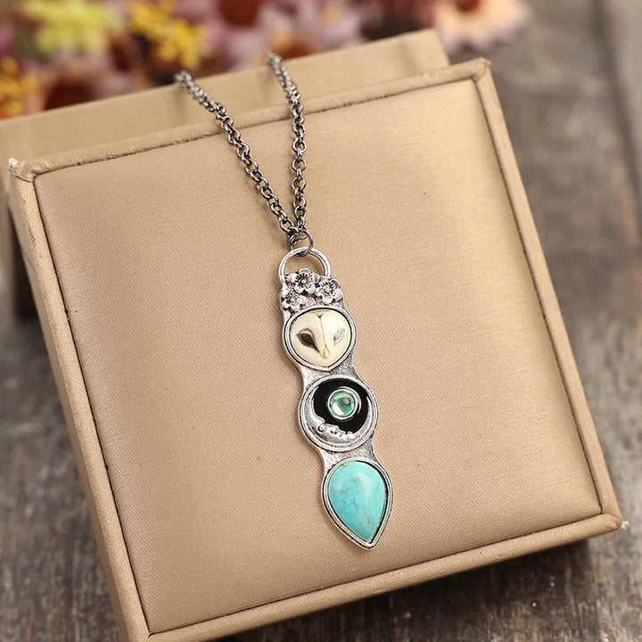 Turquoise Uil Wijsheid Bar Ketting