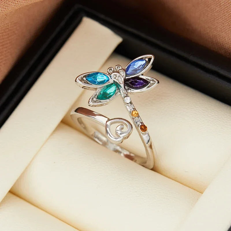 Vintage Libelle Verstelbare Ring