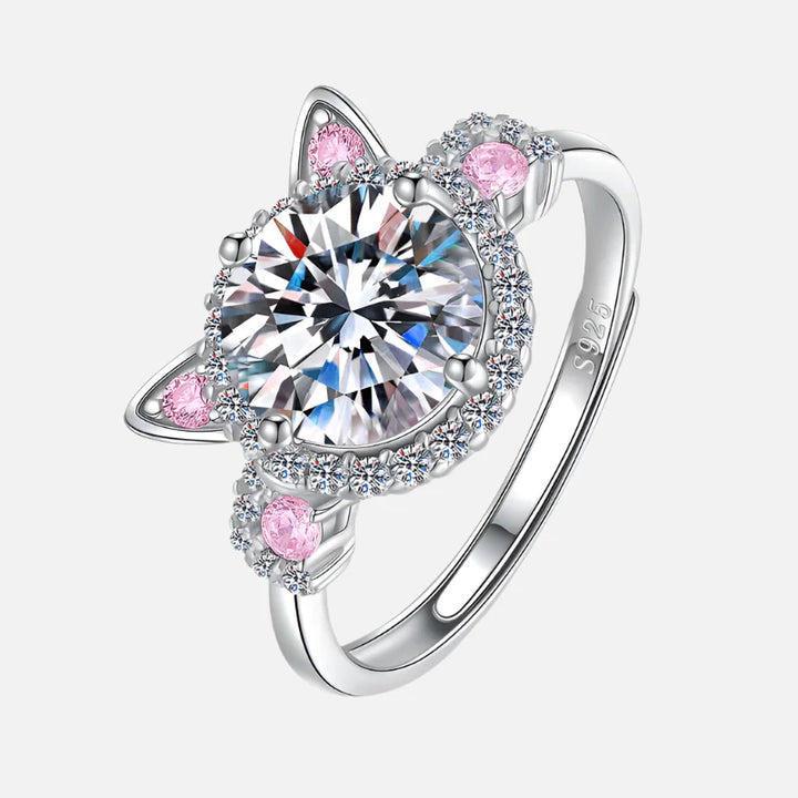 Verstelbare Kattenoren Ring met Zirconia