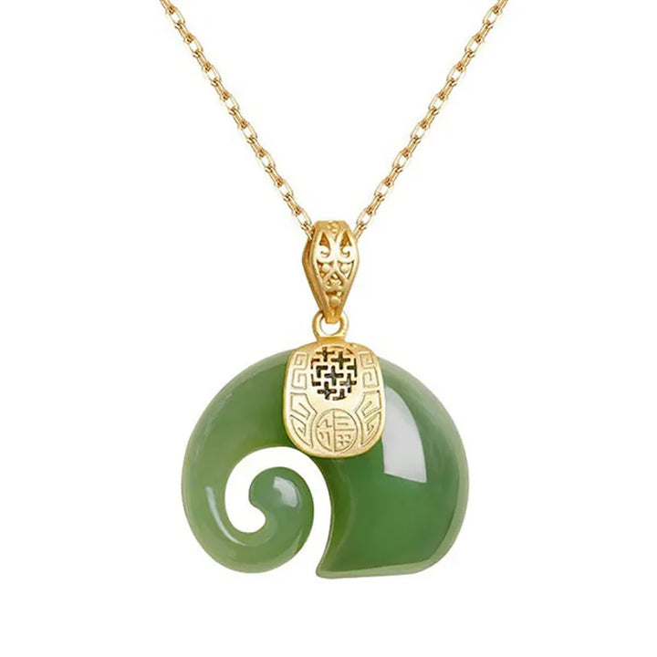 Hetian Jade Olifant Hanger Ketting – Goud Geplateerde Ketting voor Vrouwen