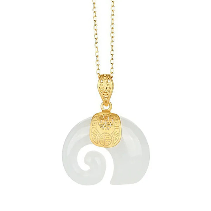 Hetian Jade Olifant Hanger Ketting – Goud Geplateerde Ketting voor Vrouwen