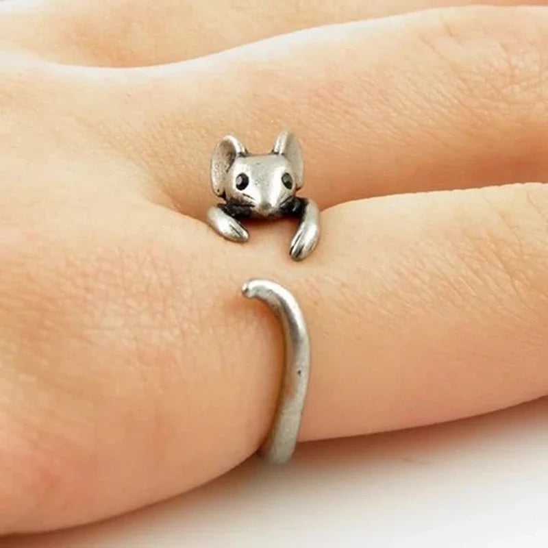 Schattige Muizen Wikkelring – Vintage Verstelbare Sieraden