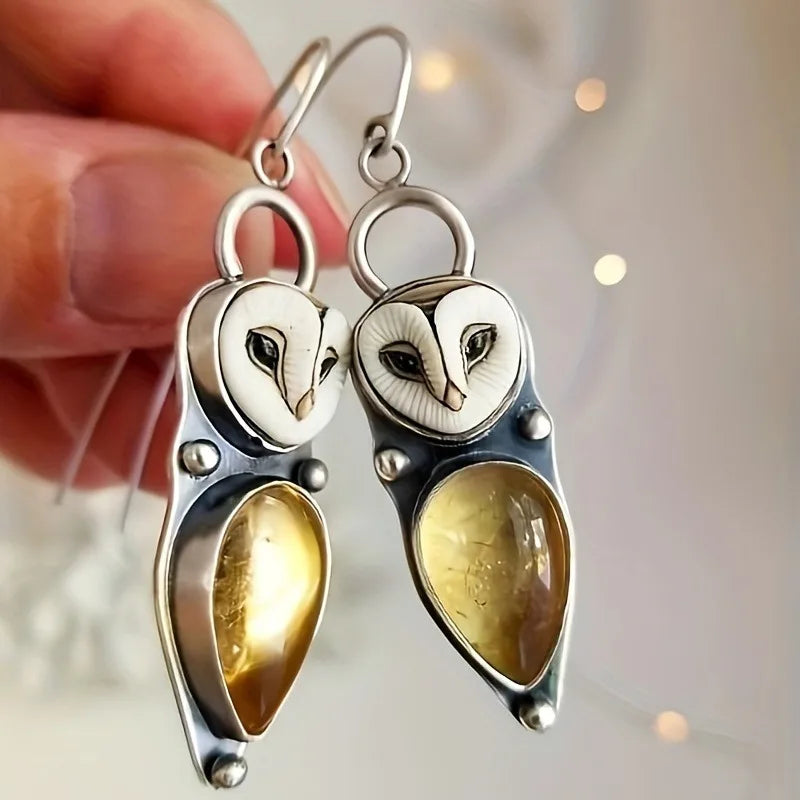 Boho Uil Dangle Oorbellen - Nikkelvrij voor Gevoelige Oren