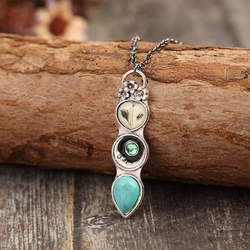 Turquoise Uil Wijsheid Bar Ketting