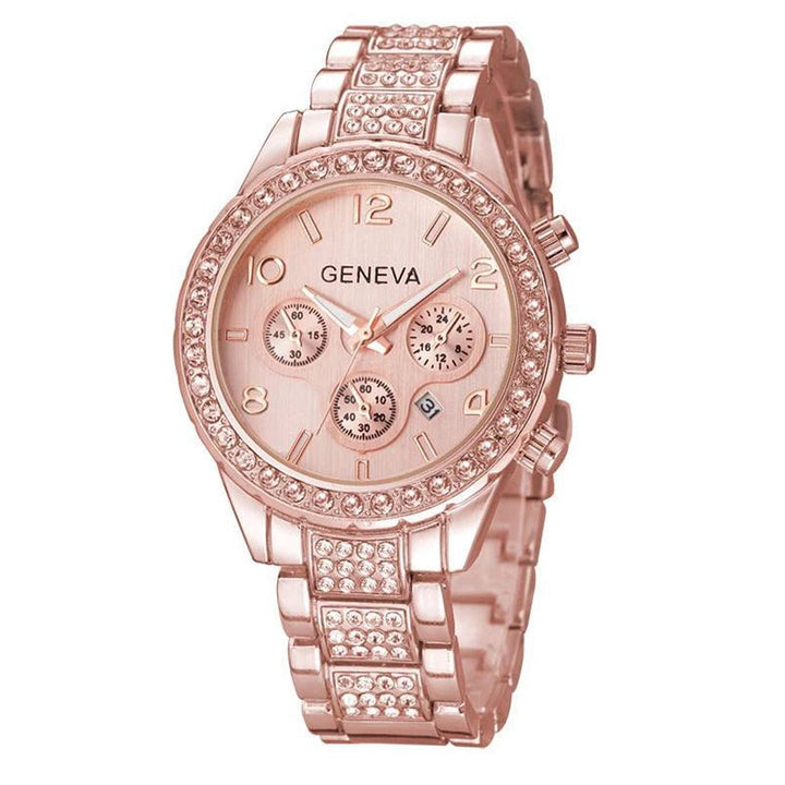 Minimalistische roségouden horloge met een subtiele parel