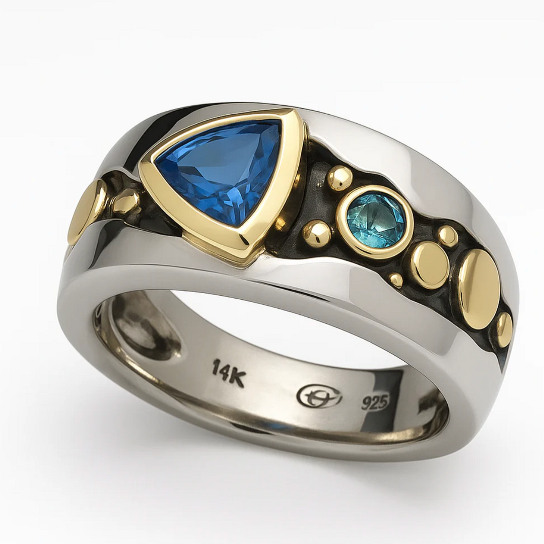 Vintage blauwe zirkonia boho-ring