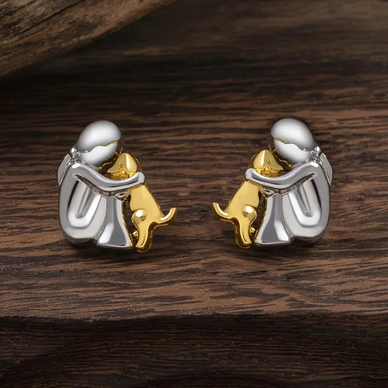 Zilveren en Gouden Twee-Tonige Huggie Oorbellen