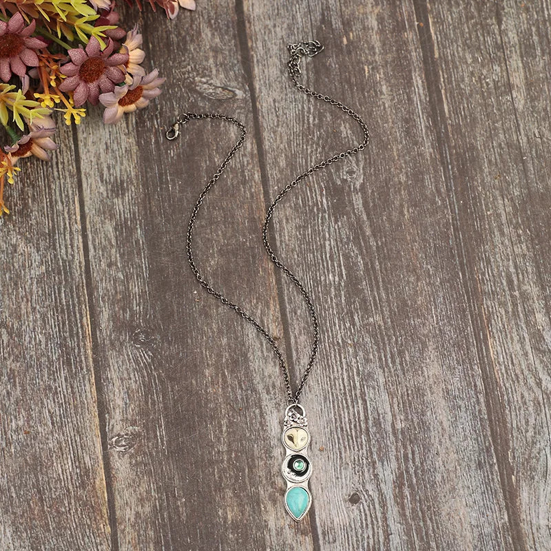 Turquoise Uil Wijsheid Bar Ketting