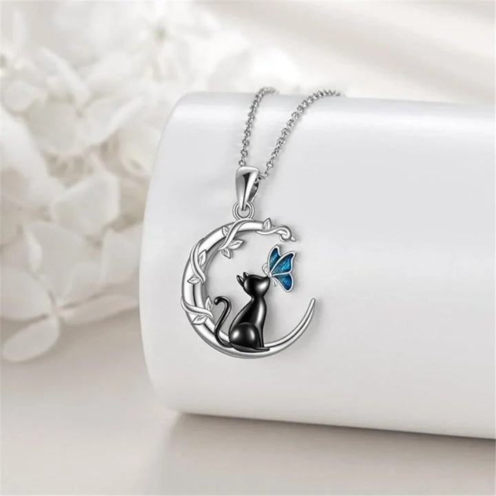 Maan Kat Vlinder Kristallen Hanger Ketting