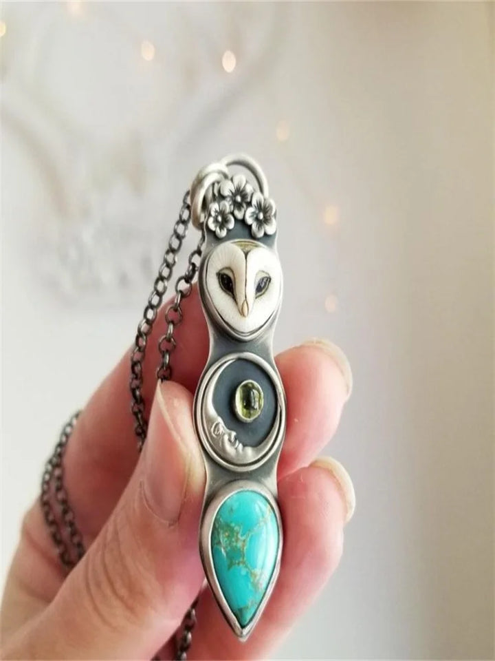 Turquoise Uil Wijsheid Bar Ketting