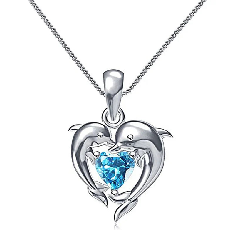 Dolfijn Liefde Blauwe Hart Ketting