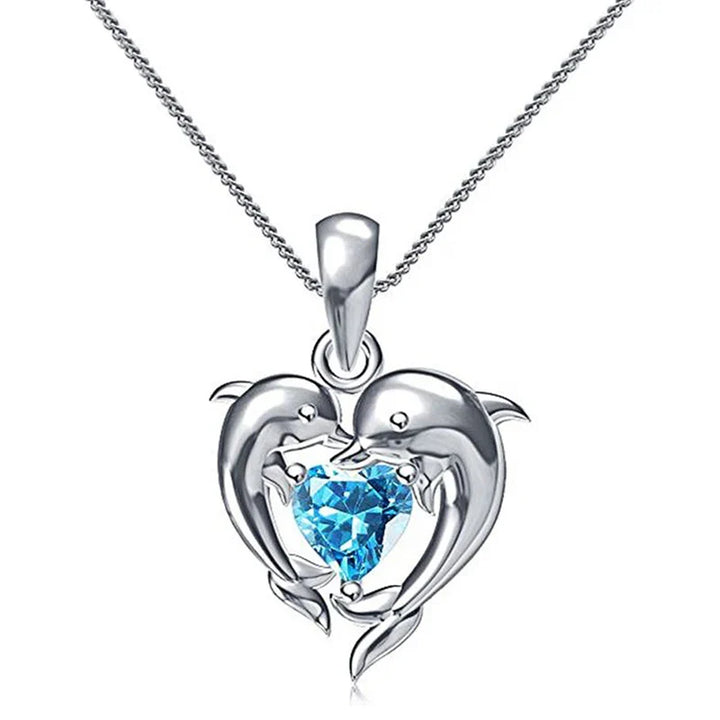 Dolfijn Liefde Blauwe Hart Ketting