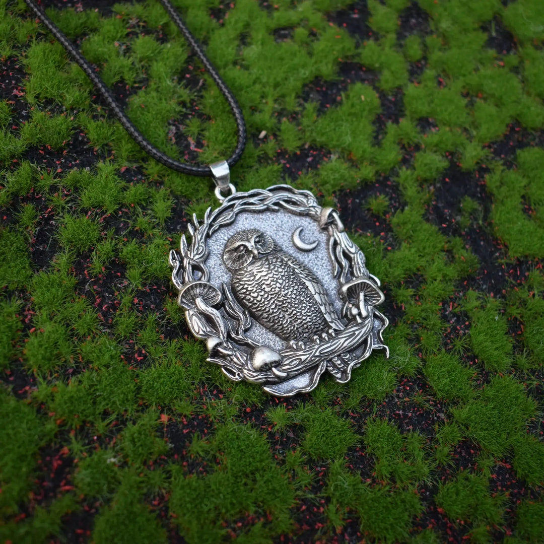 Mystieke Uil Maan Paddenstoel Hanger Ketting