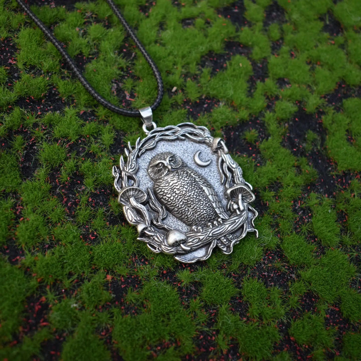 Mystieke Uil Maan Paddenstoel Hanger Ketting
