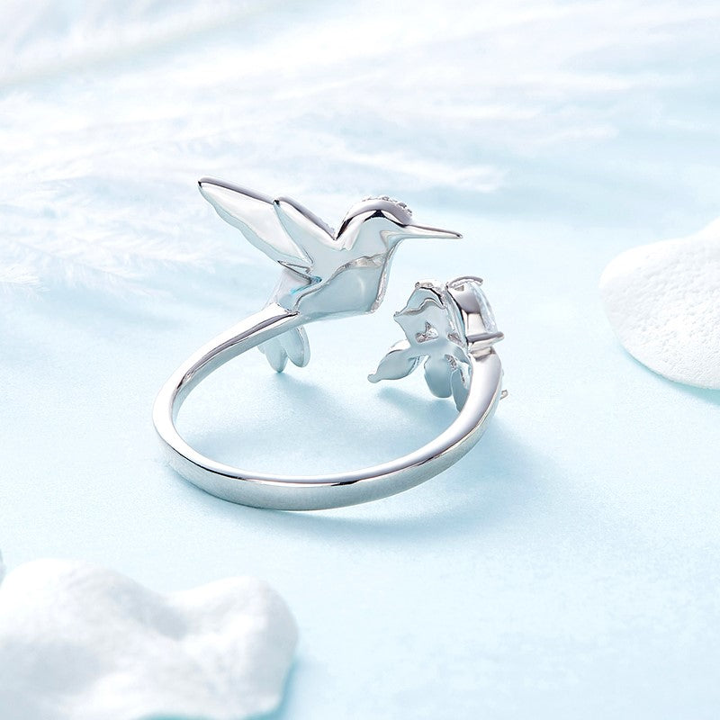 Verstelbare Hummingbird Sparkle Ring met Rhinestone Diamant