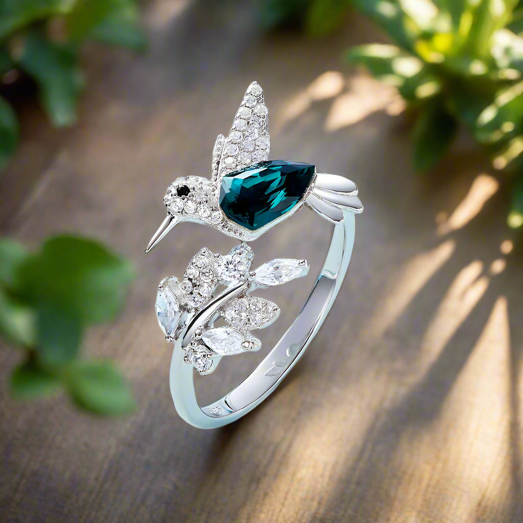 Verstelbare Hummingbird Sparkle Ring met Rhinestone Diamant