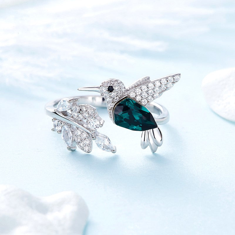 Verstelbare Hummingbird Sparkle Ring met Rhinestone Diamant