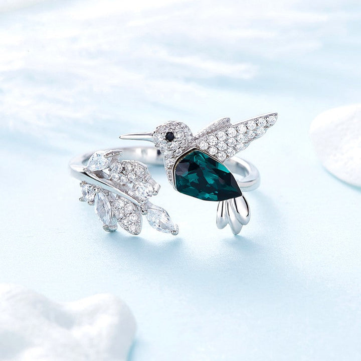 Verstelbare Hummingbird Sparkle Ring met Rhinestone Diamant