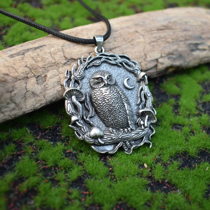 Mystieke Uil Maan Paddenstoel Hanger Ketting