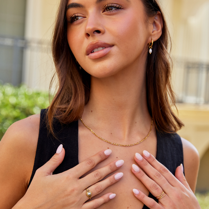 Elegante parelring in antiek zilver