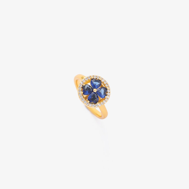 Elegante gouden ring met saffier hartje