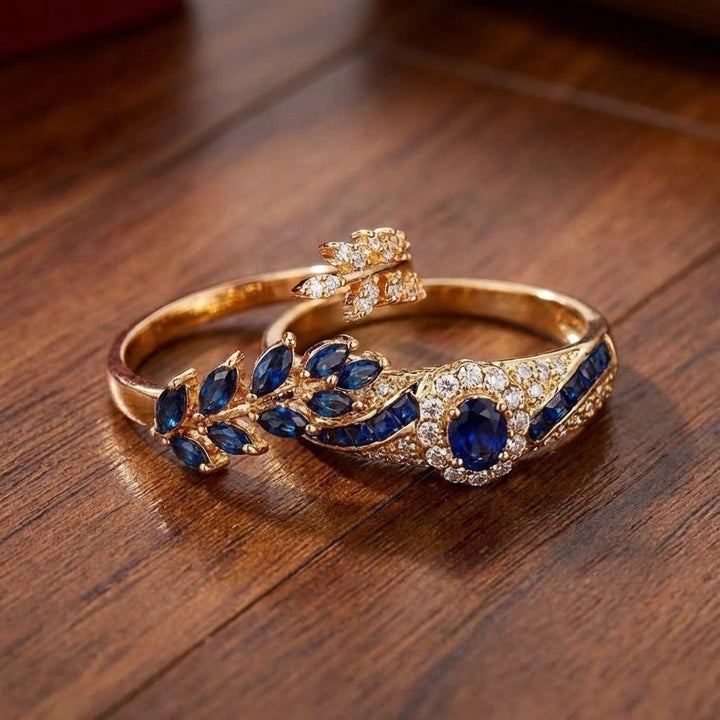 Elegante gouden ringenset met verfijnde details