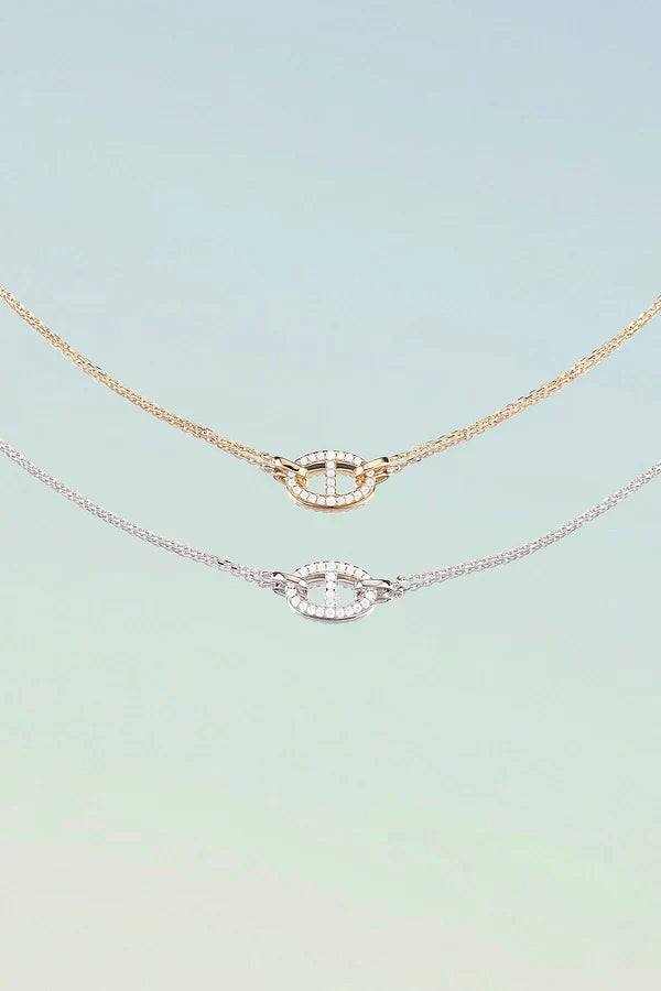Zachte glans witgouden ketting met delicate schakel