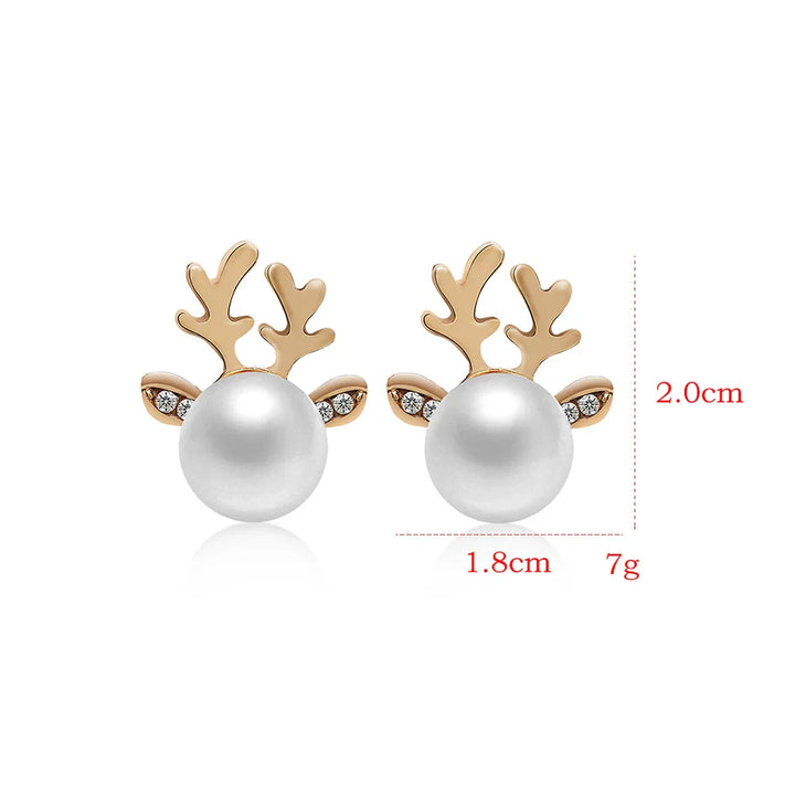 Kerst Rendier Parel Oorbellen