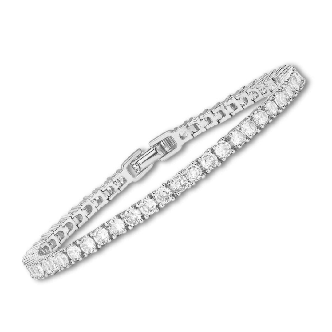 Elegante witgouden tennisarmband met verfijnde glans