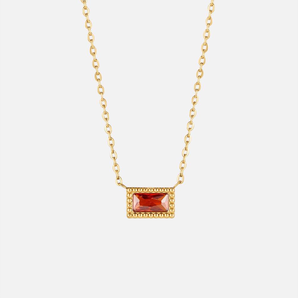 Baguette Geboortesteen Ketting.