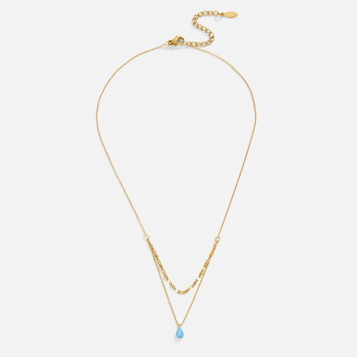 Blauwe Opal Druppel Gelaagde Ketting