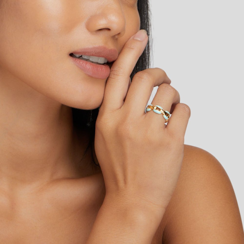 Elegante zilveren ketenring met verfijnd detail