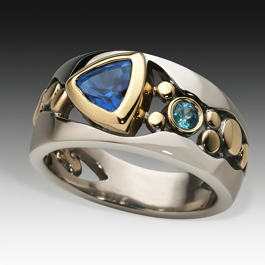 Elegante ring met blauwe zirkonia