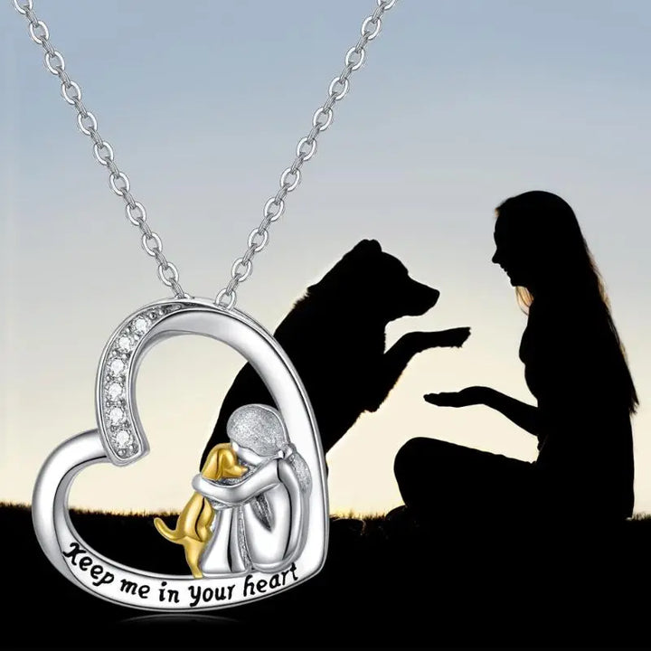 Sterling Zilveren Ketting – Hart & Hond Ontwerp met Zirkonia