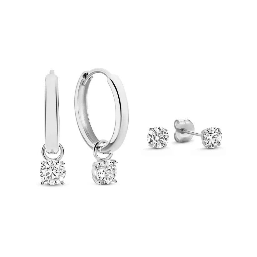 Elegante oorbellen van wit goud met maansteen