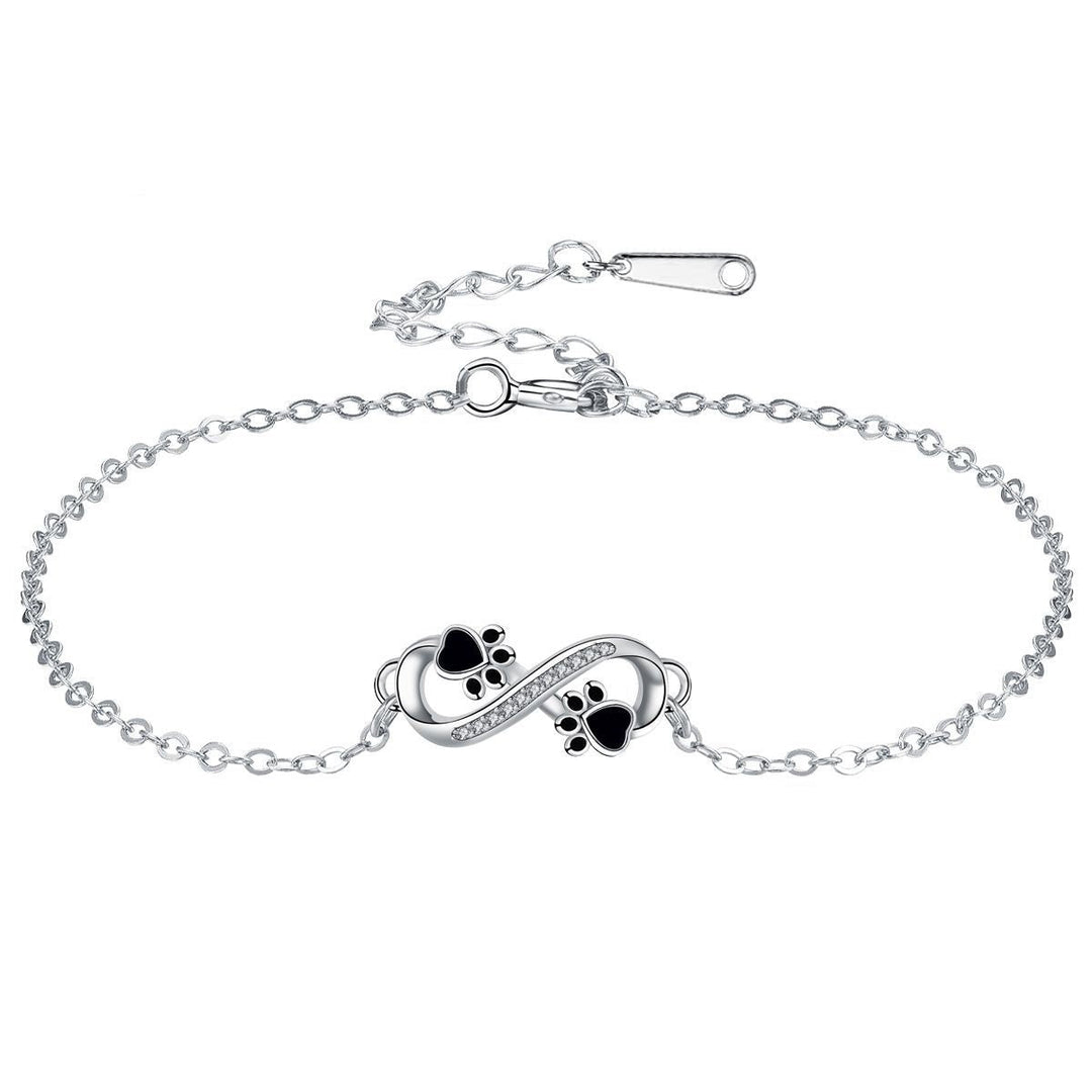 Oneindig Symbool Hanger Huisdier Poot Armband met Zirconia