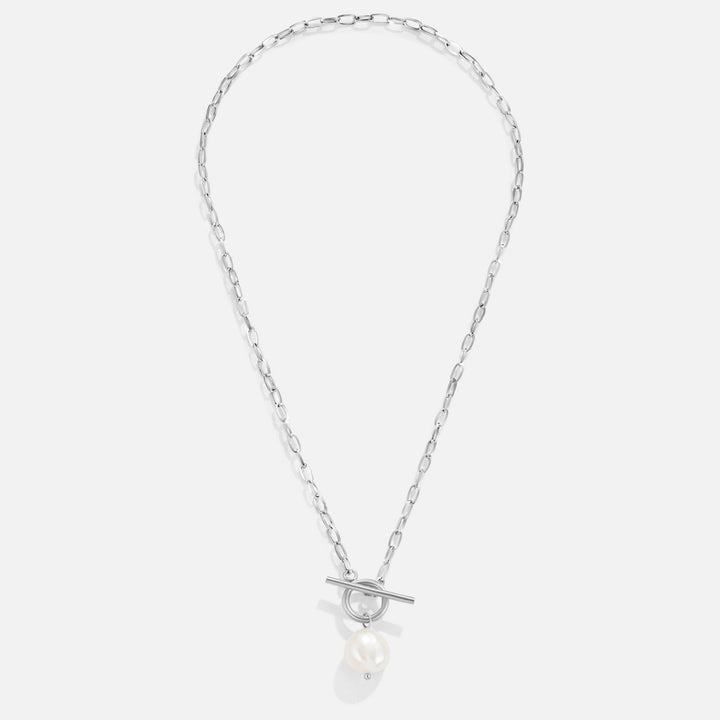 Elegante zilveren ketting met zoetwaterparel