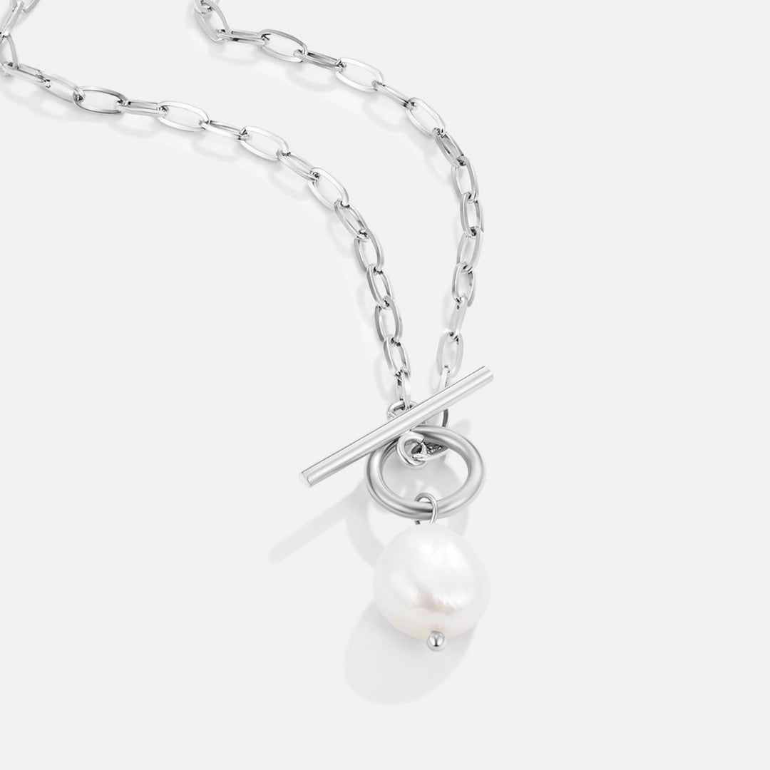 Elegante zilveren ketting met zoetwaterparel