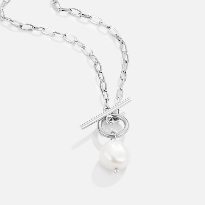 Elegante zilveren ketting met zoetwaterparel