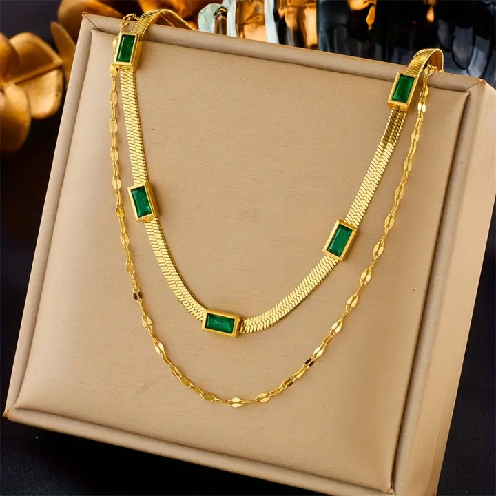 Dubbele lagen gouden ketting met elegant ontwerp