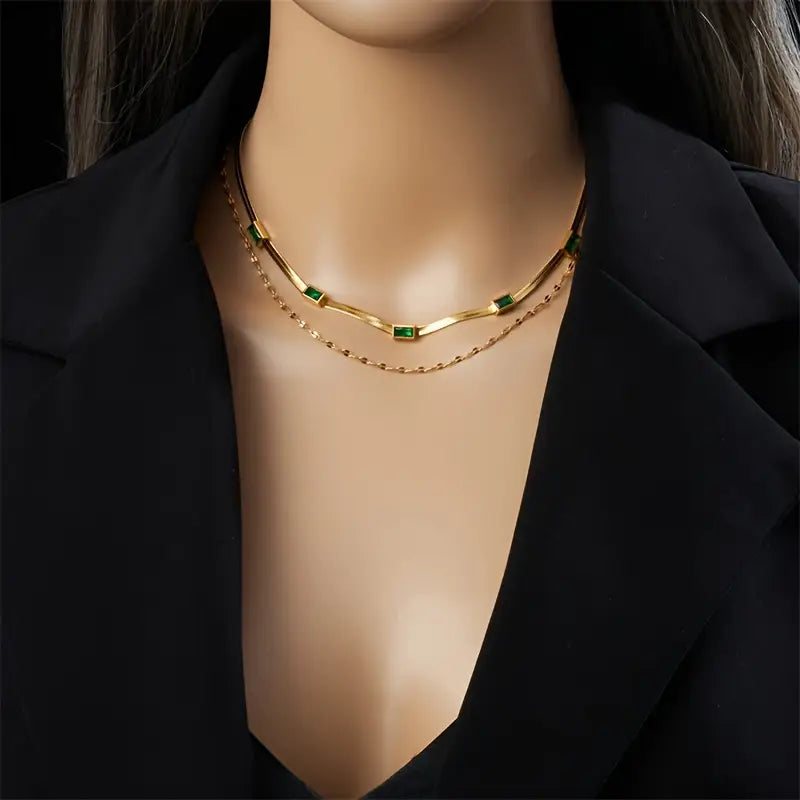 Dubbele lagen gouden ketting met elegant ontwerp