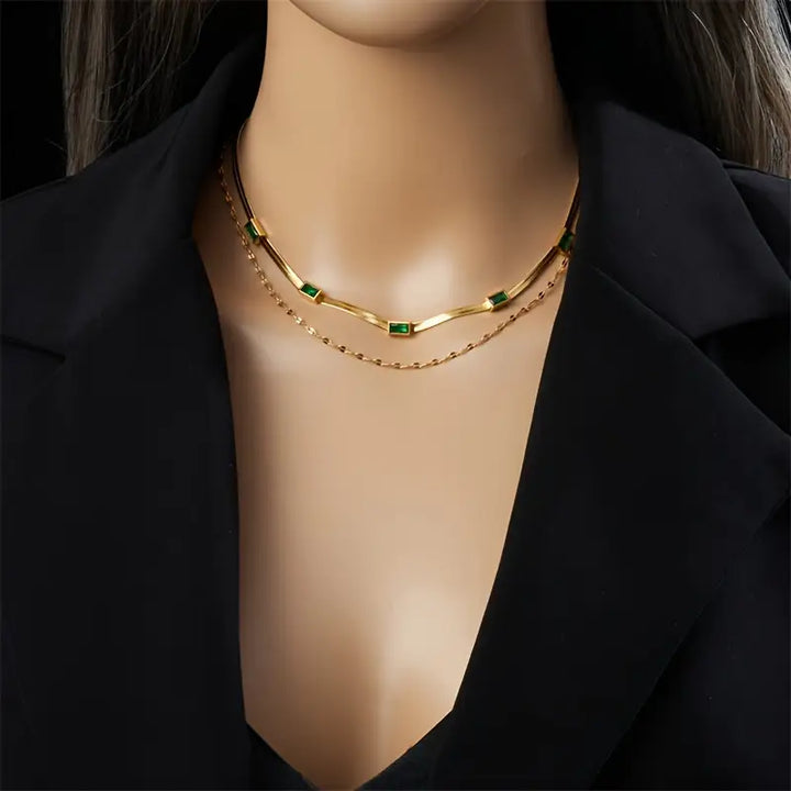 Dubbele lagen gouden ketting met elegant ontwerp