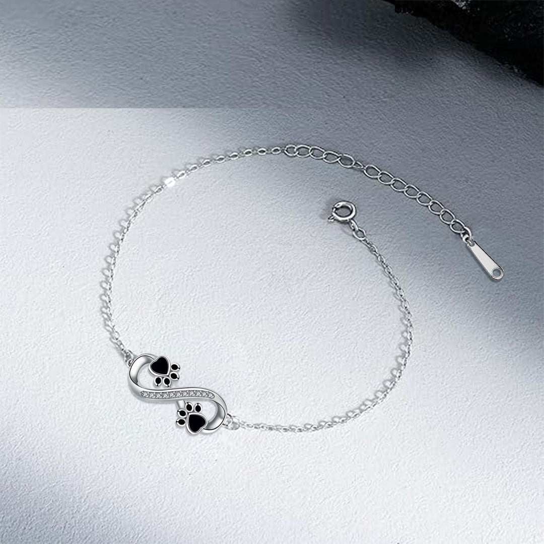 Oneindig Symbool Hanger Huisdier Poot Armband met Zirconia